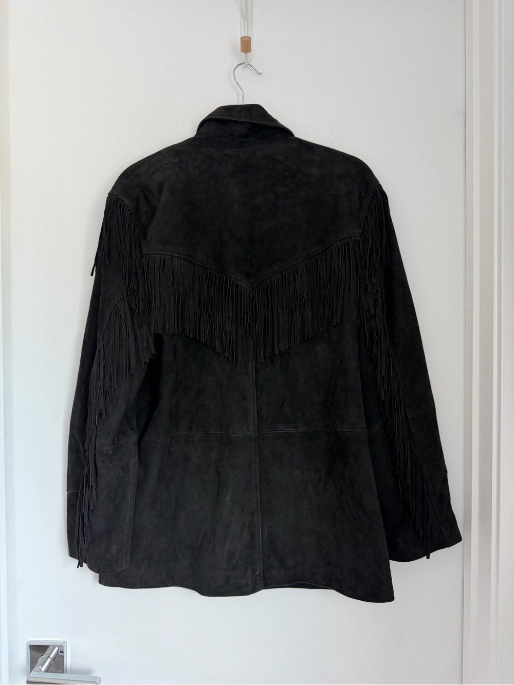 Mango NWT Medium Black Fringe Suede Leather Jacket - Picture 8 of 13